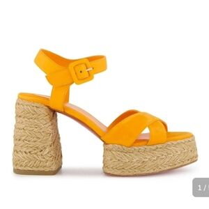 $945 Christian Louboutin CALAKALA 70 Platform Espadrille Sandals EU 38 US 8 NIB